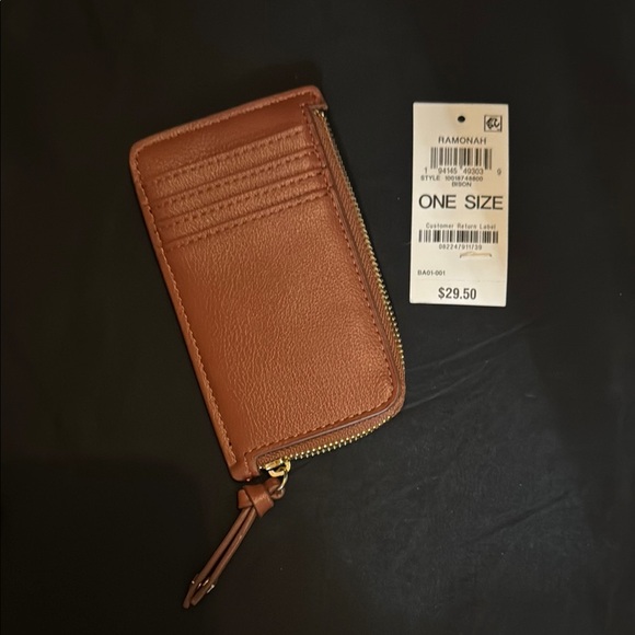 ON 34th Ramonah Brown Leather Card Holder Wallet | Zip Around Minimalist NWT - Picture 7 of 7